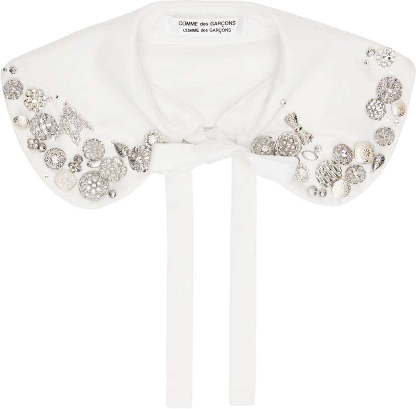 Šal Comme des Garçons Comme des Garçons Embellished Knit Collar Bijela | RO-K802-051-2