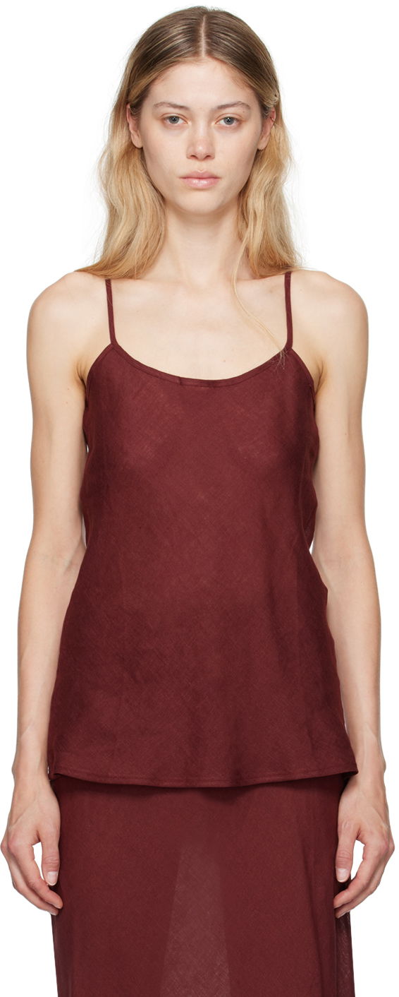 Majica bez rukava Baserange Baserange Dydine Linen Tank Top Tamnocrvena | TODY-LI-AU24