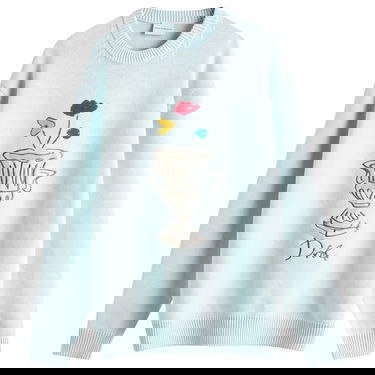 Džemper Drôle de Monsieur Crew Knit with Vase Embroidery Plava | F-PO174-WO023-LBE, 0