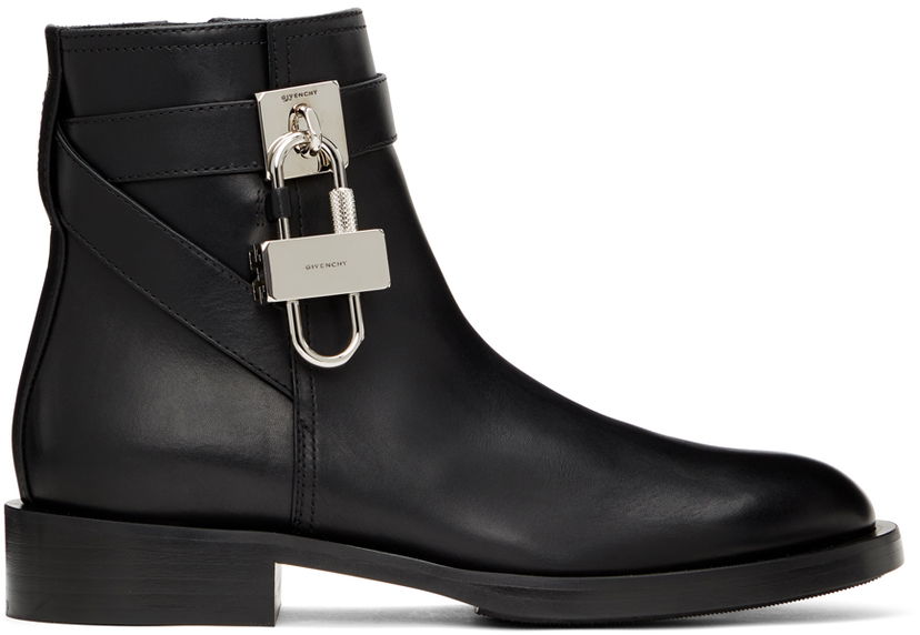 Tenisice i cipele Givenchy Padlock Leather Ankle Boots Crna | BE602PE0YP