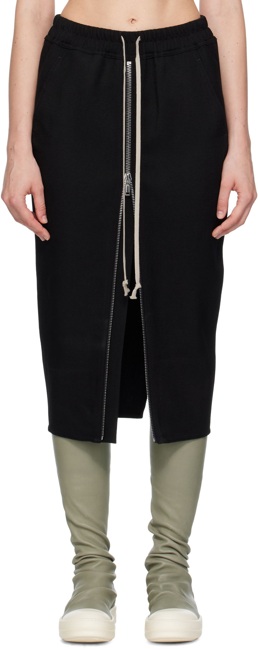 Suknja Rick Owens Rick Owens Zipped Short Pillar Midi Skirt Crna | RP02E4375 WD