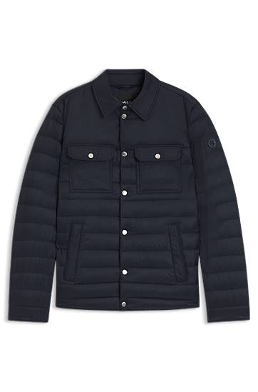Jakna BOSS Water-repellent Down Jacket with Chest Pockets Tamnoplava | 50540456