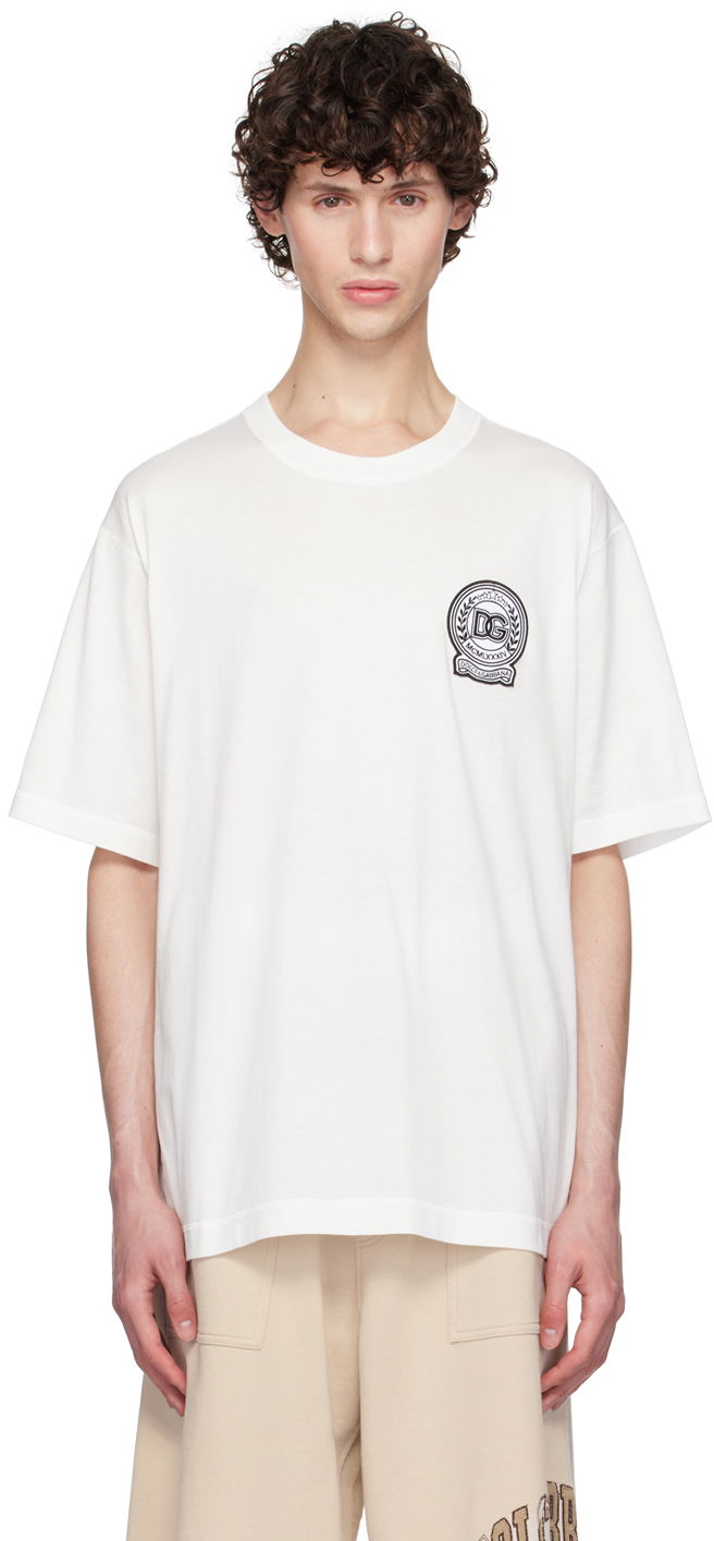 Majica kratkih rukava Dolce & Gabbana Dolce&Gabbana T-Shirt With Embroidered Logo Bijela | G8PN9ZG7NYE