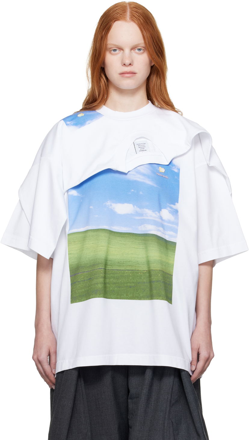 Majica kratkih rukava VETEMENTS Vetements Desktop Double Layered T-Shirt Bijela | UH76TR770W