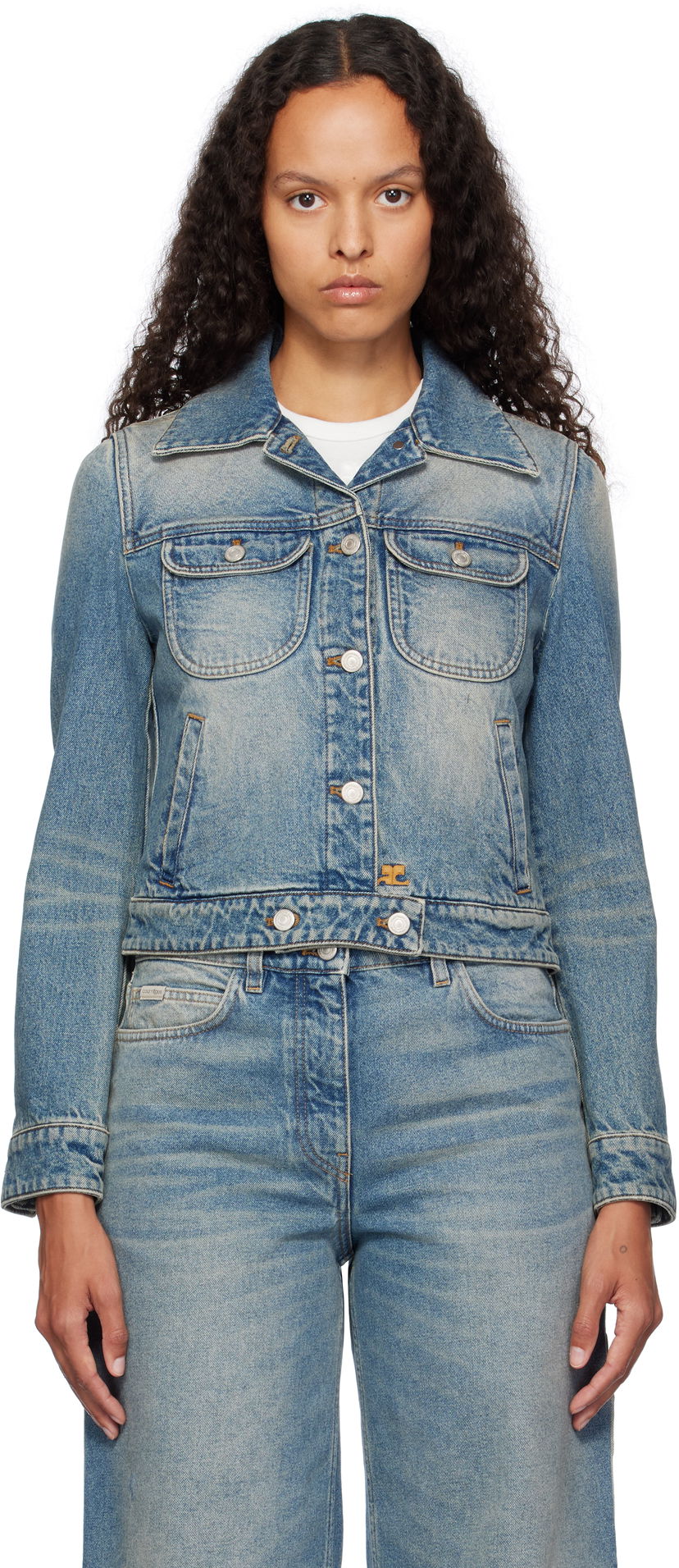 Jakna Courrèges Courrèges Denim Trucker Jacket Plava | 324DBL002DE0033