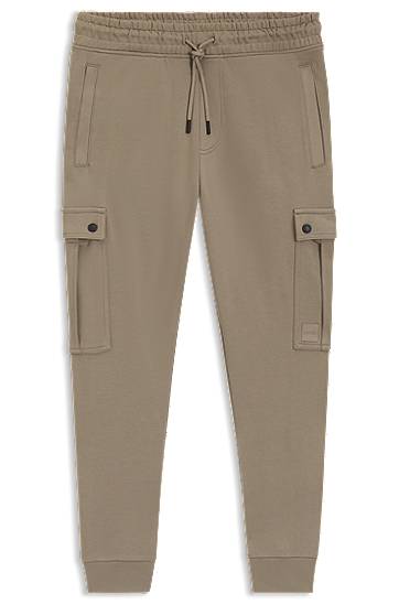 Trenirka BOSS Relaxed-Fit Cotton-Terry Cargo Joggers Bež | 50542917