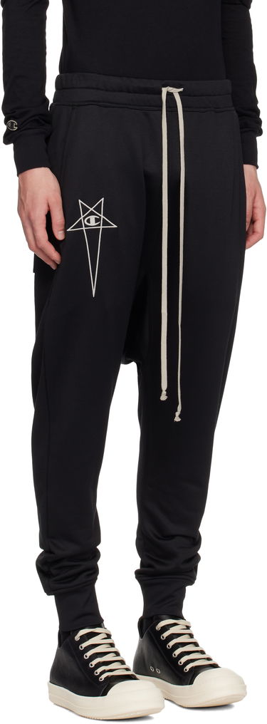 Trenirka Rick Owens Rick Owens Champion Edition Prisoner Drawstring Sweatpants Crna | CM01E1689 CHJS SHINY SWEAT JERSE, 1