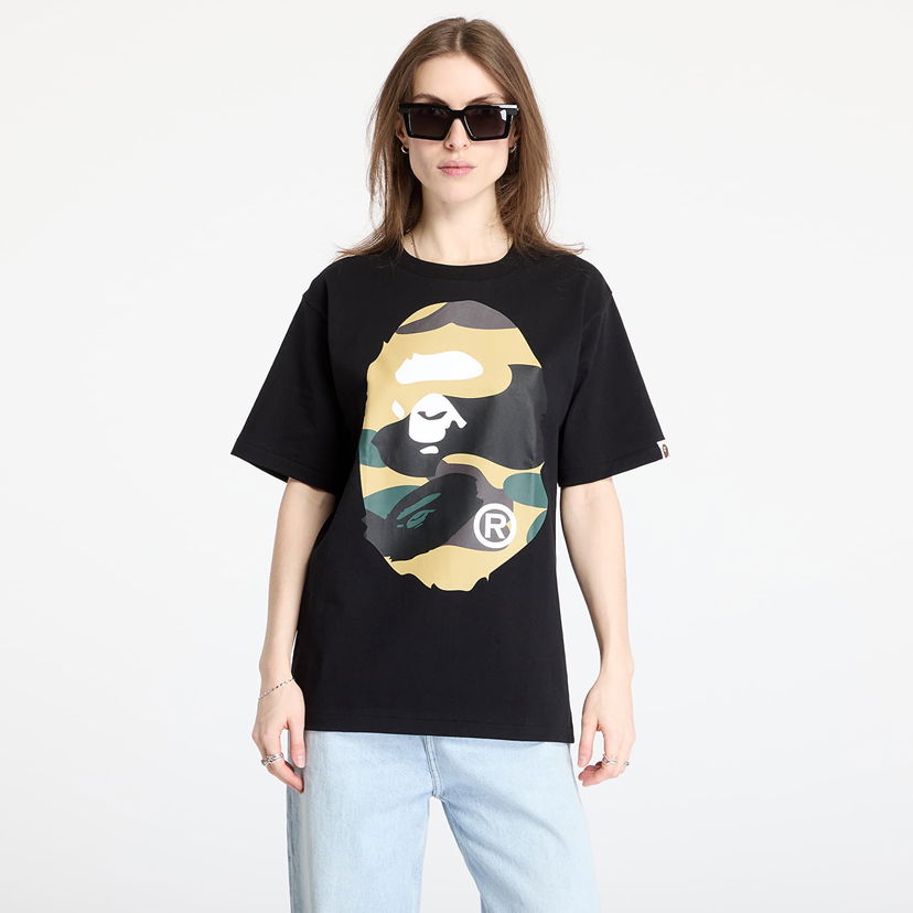Majica kratkih rukava BAPE A BATHING APE Giant 1St Camo Big Ape Head Tee Crna | 001TEL301015MBKD