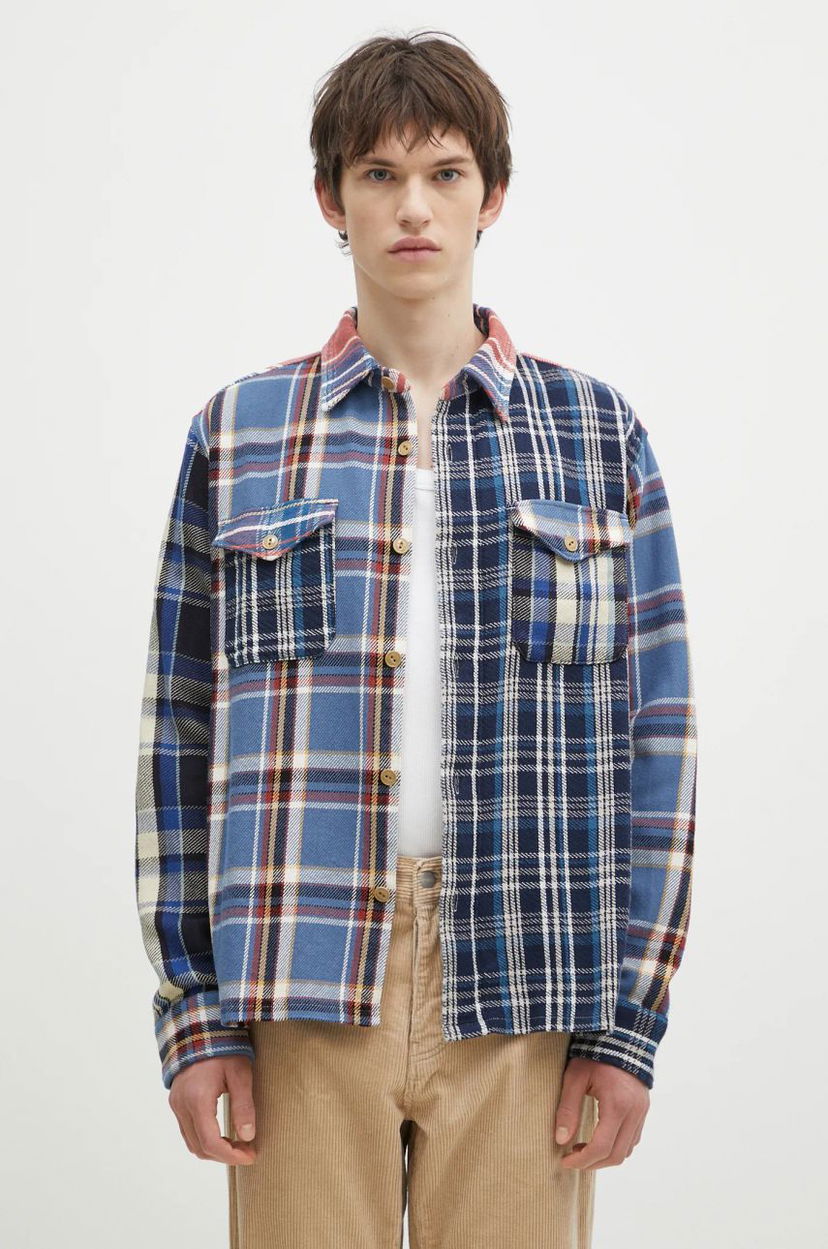 Košulja Human Made Crazy Check Relaxed Longsleeve Shirt Plava | HM28SH014