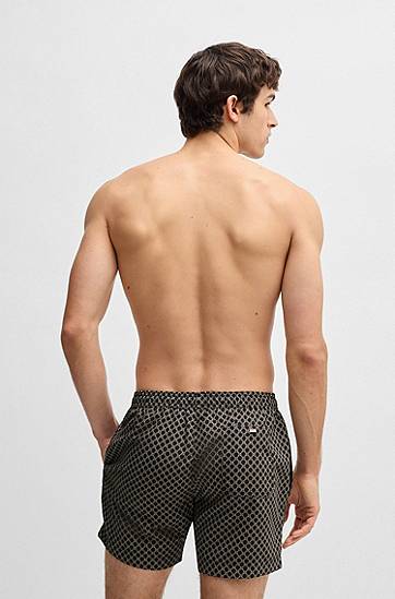 Kratke hlače BOSS All-Over Print Drawstring Swim Shorts Crna | 50518968, 1