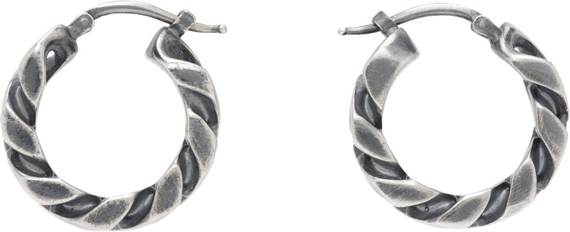 Naušnice Maison Margiela MM6 Maison Margiela Silver Twisted Hoop Earrings Metalik | SM6VG0100 SV0235