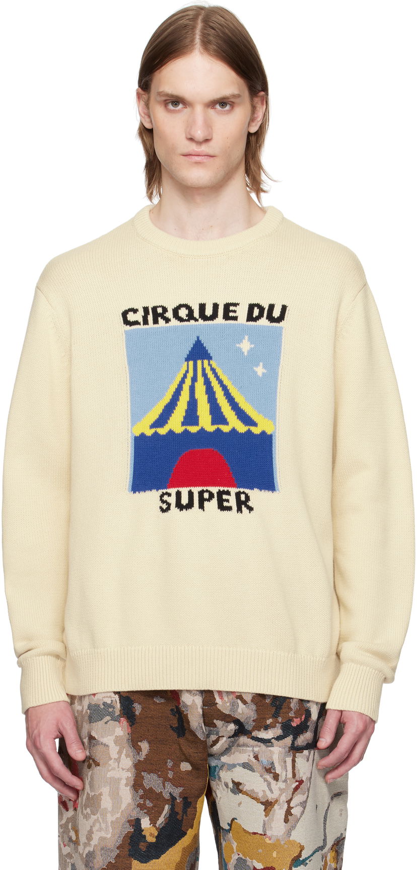 Džemper KidSuper KidSuper 'Super' Tent Graphic Sweater Bež | SS25-SW-13