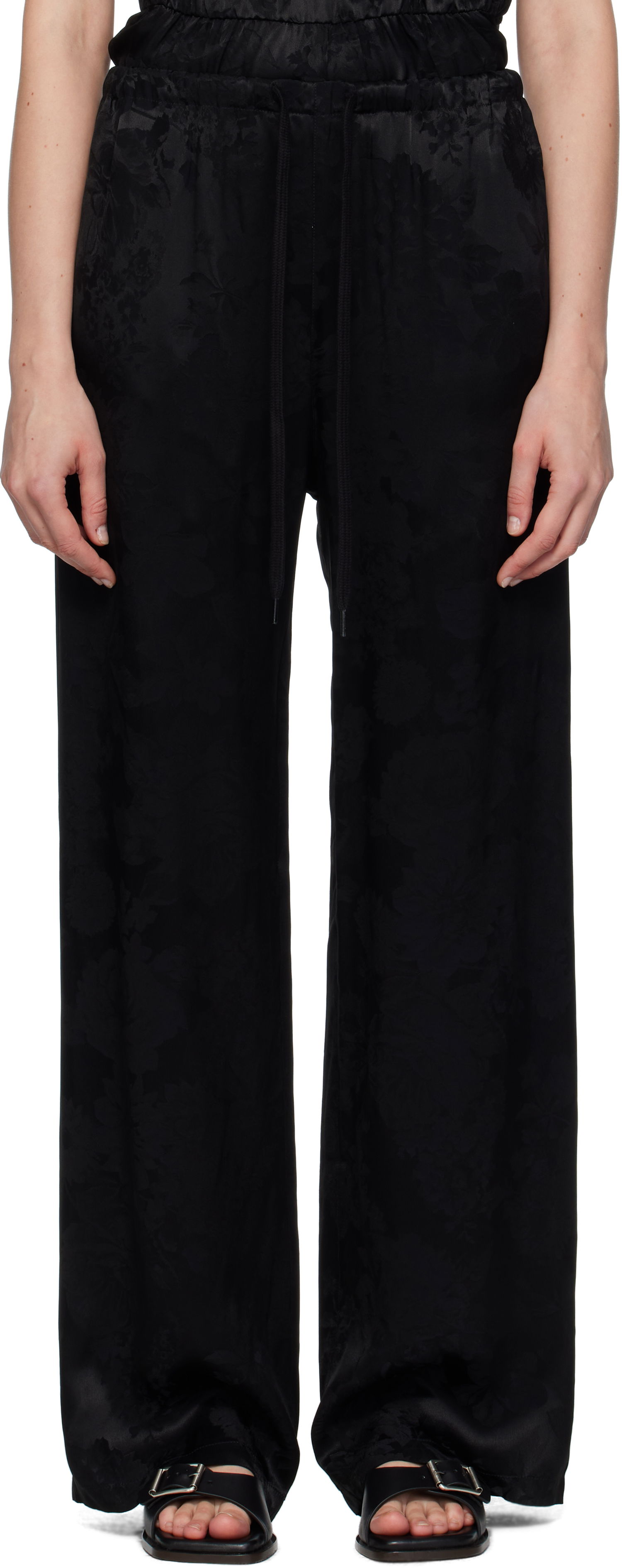 Hlače Maison Margiela MM6 Maison Margiela Jacquard Wide-Leg Trousers Crna | S52KA0551 M35471, 0