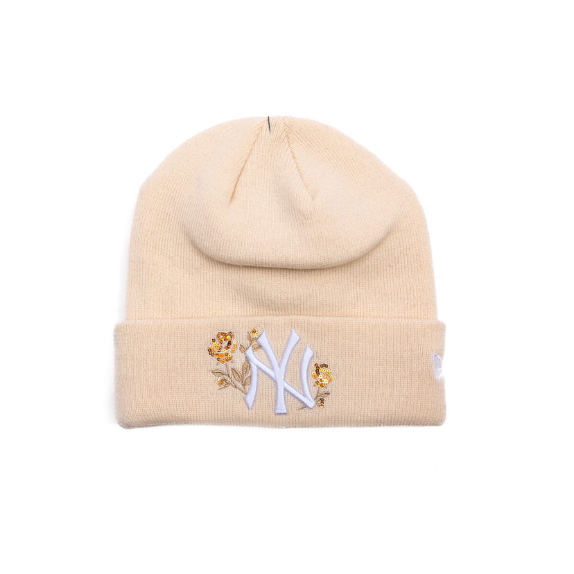Kapica New Era Beanie MLB Sequin Rose NY Yankees One Size Bež | 60691295