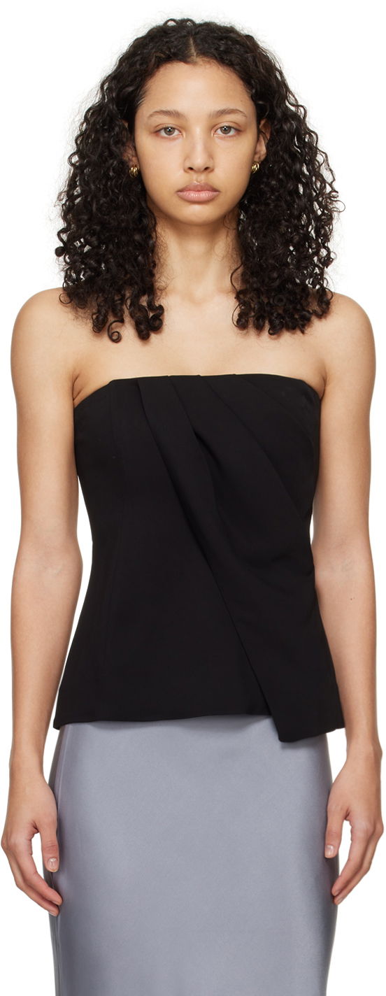 Majica bez rukava Anine Bing Draped Bandeau Top Crna | A-07-9820-000