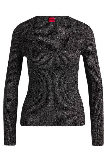 Džemper BOSS Slim-Fit Sparkle Sweater Crna | 50522557