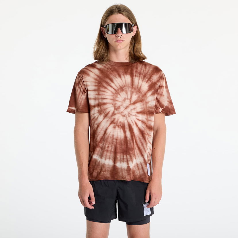 Majica kratkih rukava Satisfy CloudMerino T-Shirt UNISEX Tie-Dye Pine Smeđa | 11002-TDPI