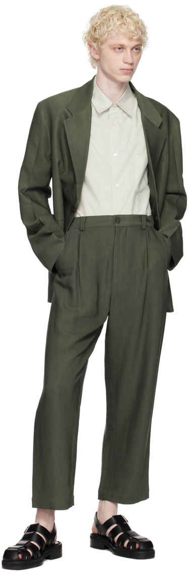 Hlače Studio Nicholson Studio Nicholson Tuck Trousers Zelena | TUCK SNM-787, 3