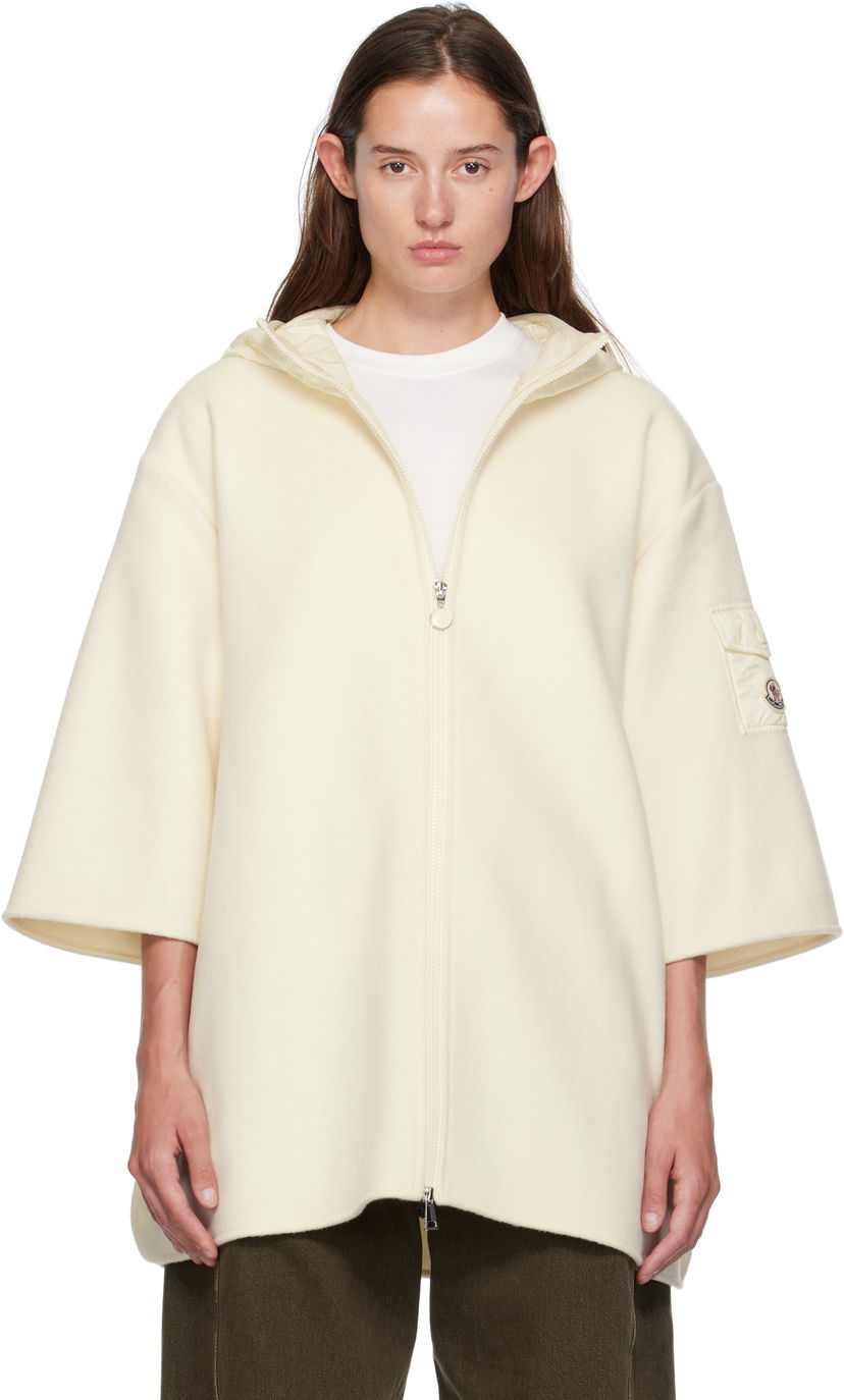 Jakna Moncler Moncler Wool Cape Jacket Bijela | K20933G00002M7148