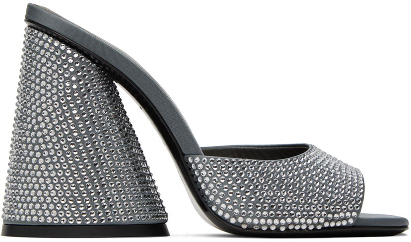 Dodaci The Attico The Attico Luz Crystal-Embellished Heeled Sandals Siva | 237WS502 TV07