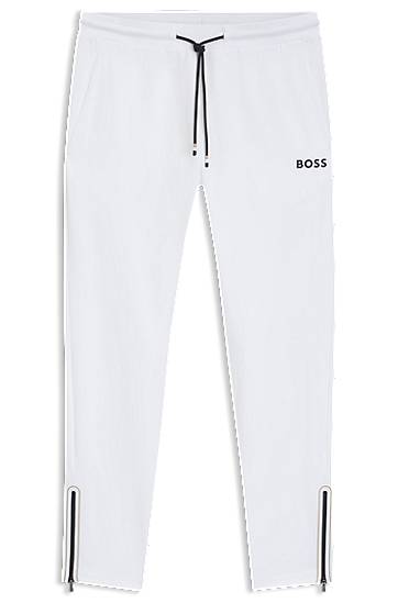 Trenirka BOSS BOSS Active Stretch-Gabardine Tracksuit Bottoms with Thermoregulating Technology Bijela | 50542940