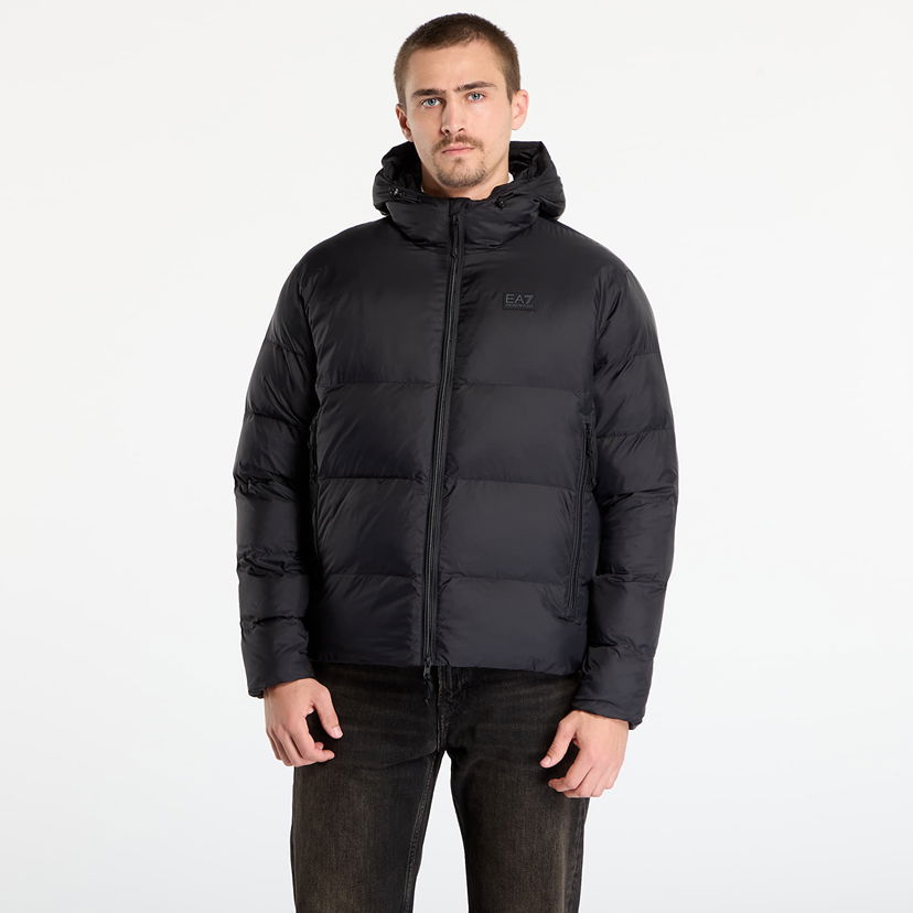 Pernata jakna Emporio Armani Hooded Puffer Mountain Polar Jacket Big Logo Crna | 7M000694AF15956UC001