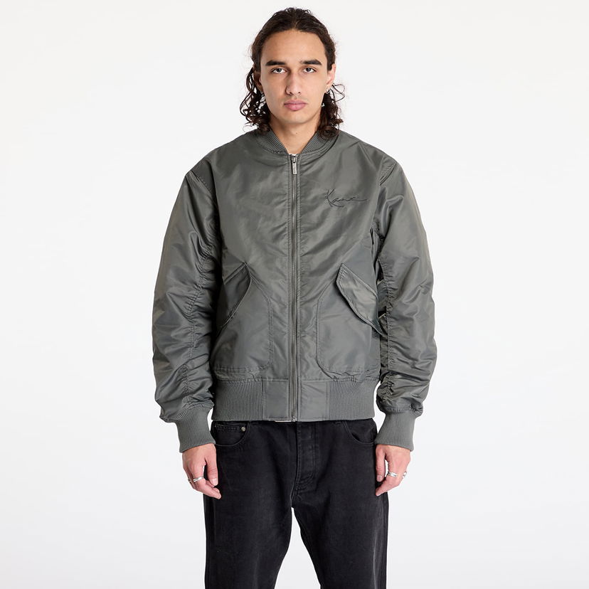 Bomber jakna Karl Kani Jacket Small Signature Distressed Bomber Jacket Anthracite S Siva | 60710004