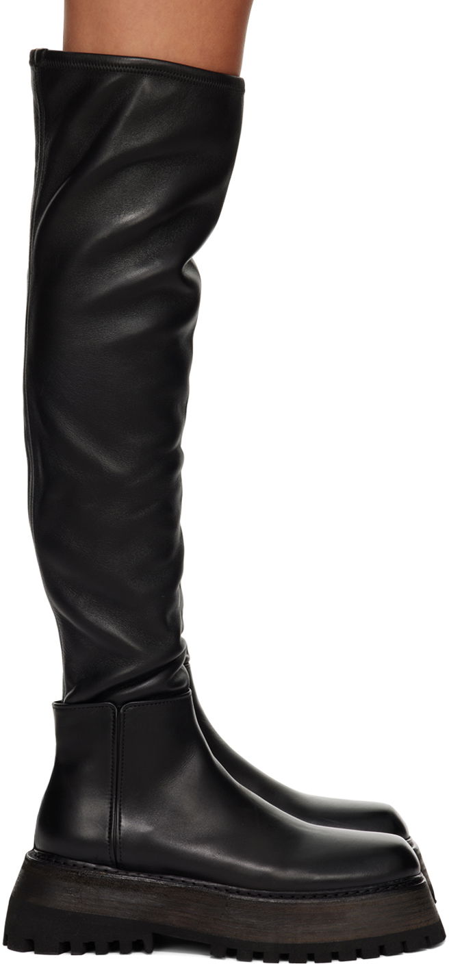 Čarape Marsèll Marsell Quadrarmato Knee-High Platform Boots Crna | MW6525_B56666S661