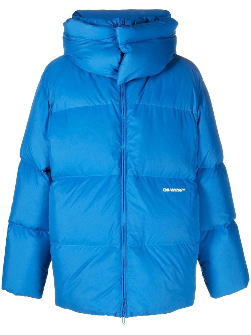Pernata jakna Off-White Logo-Print Padded Jacket Blue Plava | OMED045F22FAB0014501