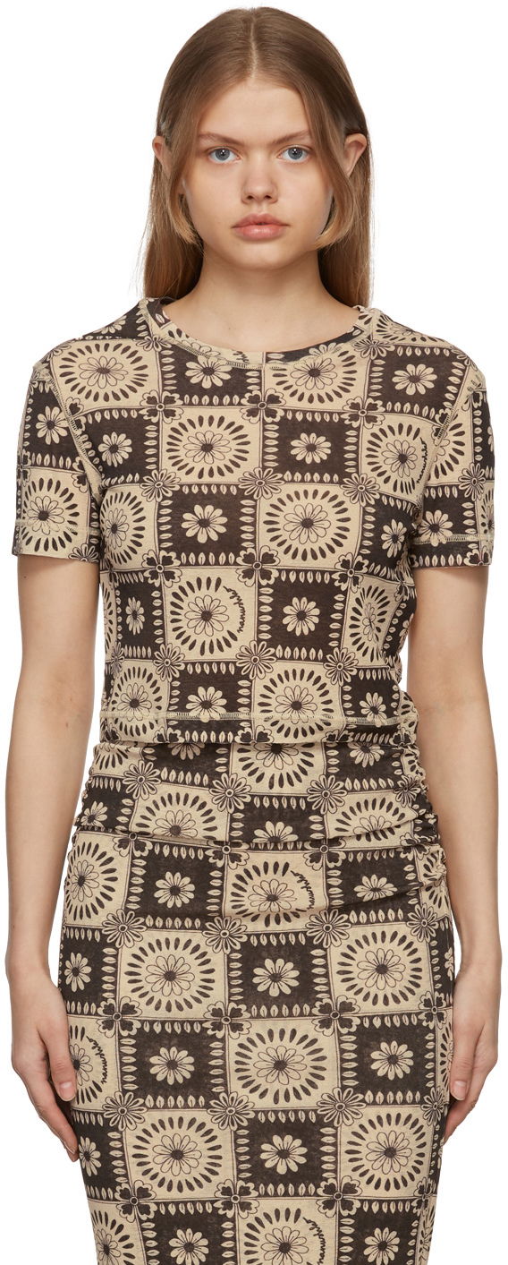 Majica kratkih rukava Nanushka Tile Print T-Shirt Smeđa | NW22RSTP01977