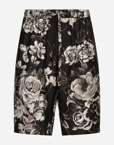 Kratke hlače Dolce & Gabbana Floral-Print Silk Shorts Crna | GV37ATIS1VSHN5DY, 0