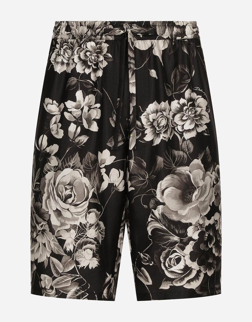 Kratke hlače Dolce & Gabbana Floral-Print Silk Shorts Crna | GV37ATIS1VSHN5DY