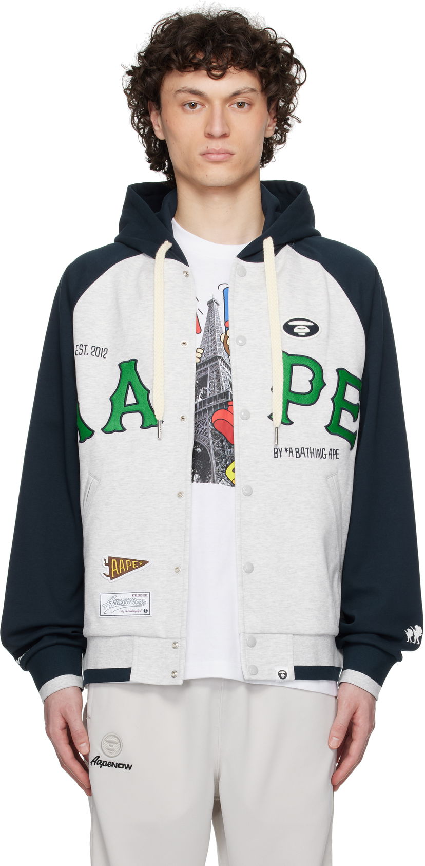 Bomber jakna AAPE by A Bathing Ape AAPE by A Bathing Ape Main Zip Up Hoodie Jacket Siva | AAPSWMC323XANWH2
