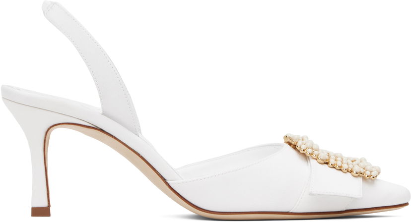 Tenisice i cipele Manolo Blahnik Manolo Blahnik Gibsli Slingback Pumps Bijela | 125-2953