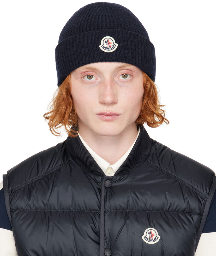 Kapica Moncler Navy Wool & Cashmere Beanie Tamnoplava | J20913B00023M4281