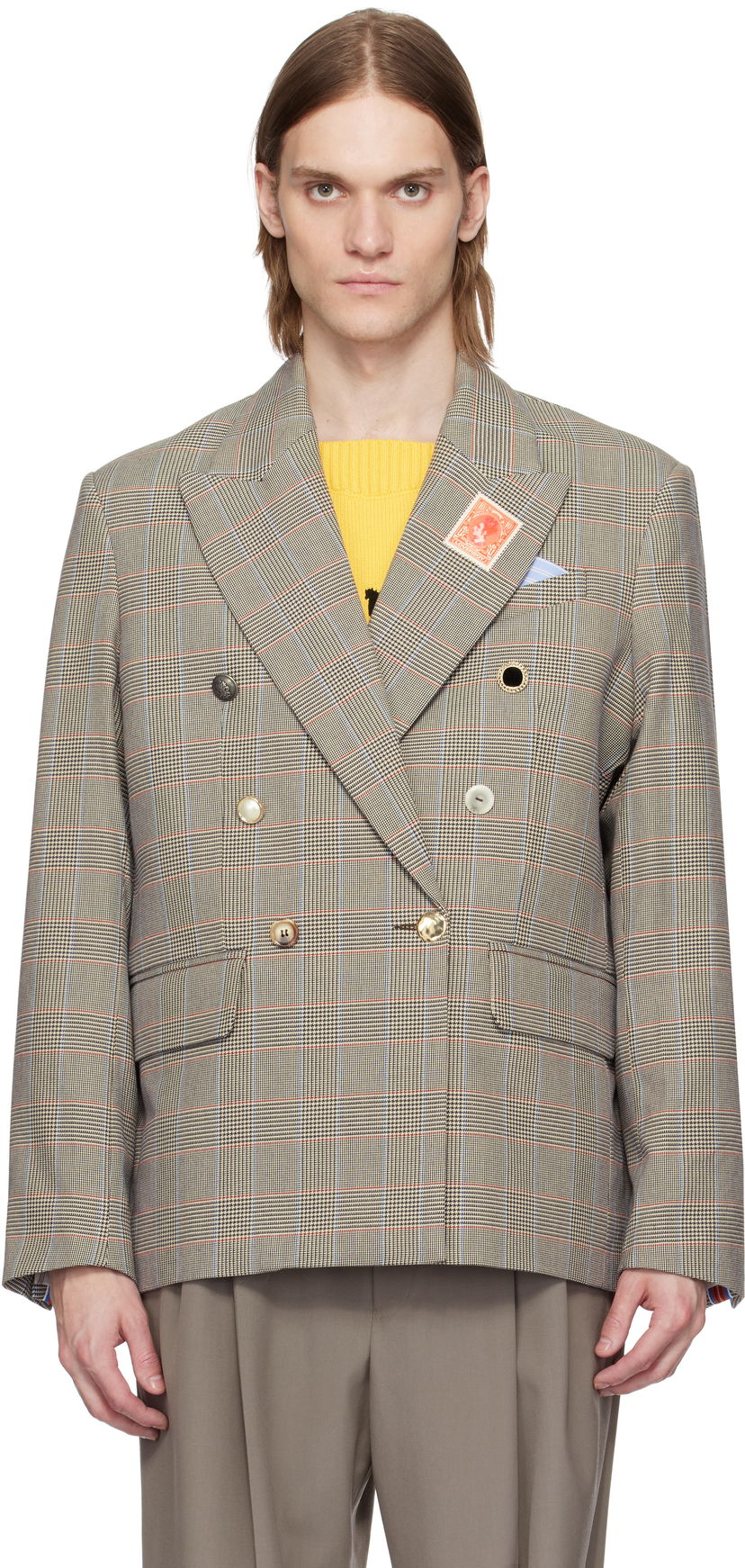Jakna Charles Jeffrey Loverboy Charles Jeffrey LOVERBOY Edinburgh Double-Breasted Blazer Bež | 54020102