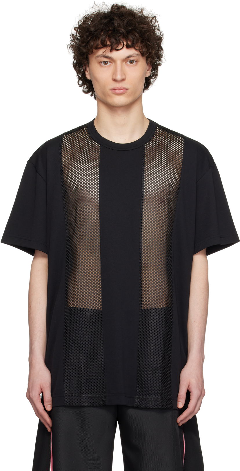 Majica kratkih rukava Comme des Garçons Homme Plus Polyester Piqué and Mesh T-Shirt Crna | PO-T016-051