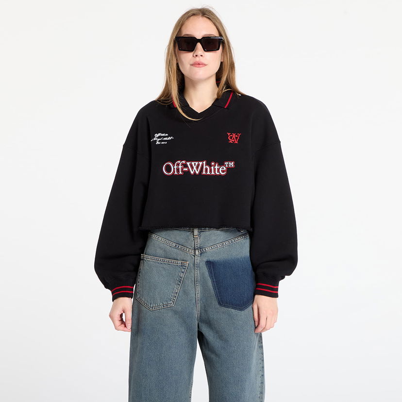 Dukserice Off-White Sporty Crop Polo Sweatshirt Crna | OWBA07BF25FLE0011026