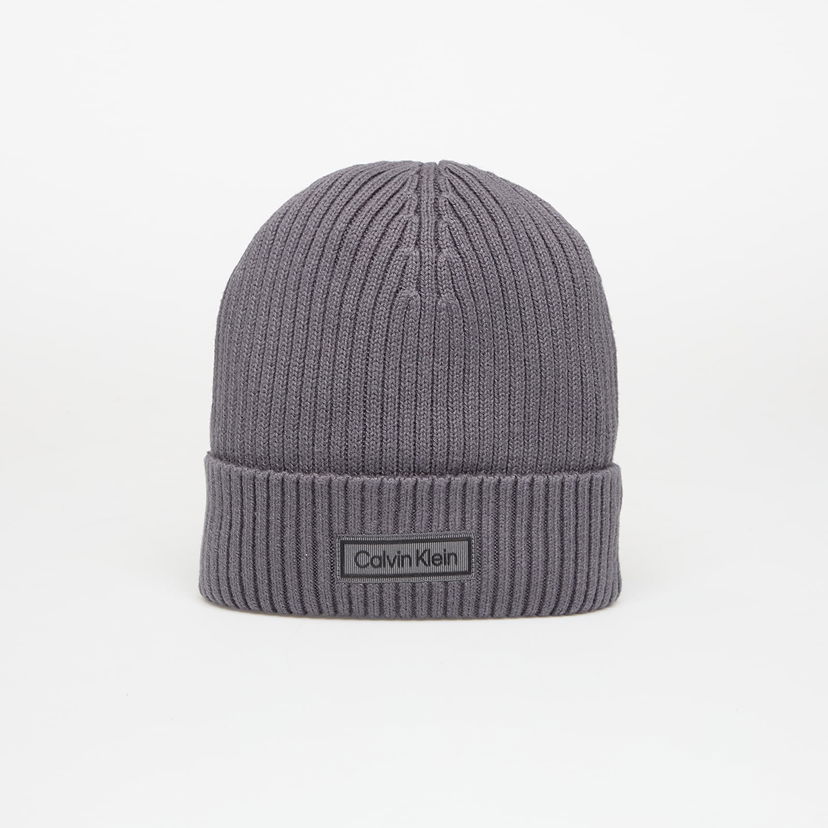 Kapica CALVIN KLEIN Patch Chunky Rib Cotton Hat Siva | LV04D8053G PCX