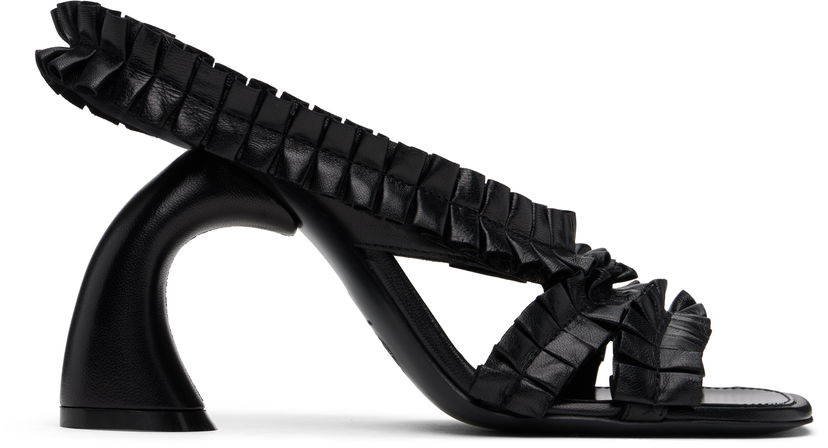 Dodaci Dries Van Noten Dries Van Noten Ruffled Leather Heeled Sandals Crna | WS251-1566-150
