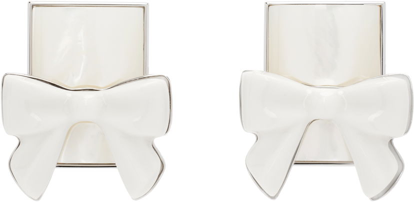 Naušnice SHUSHU/TONG YVMIN Edition Bowknot Square Earrings Bijela | 25615WHT00DN2