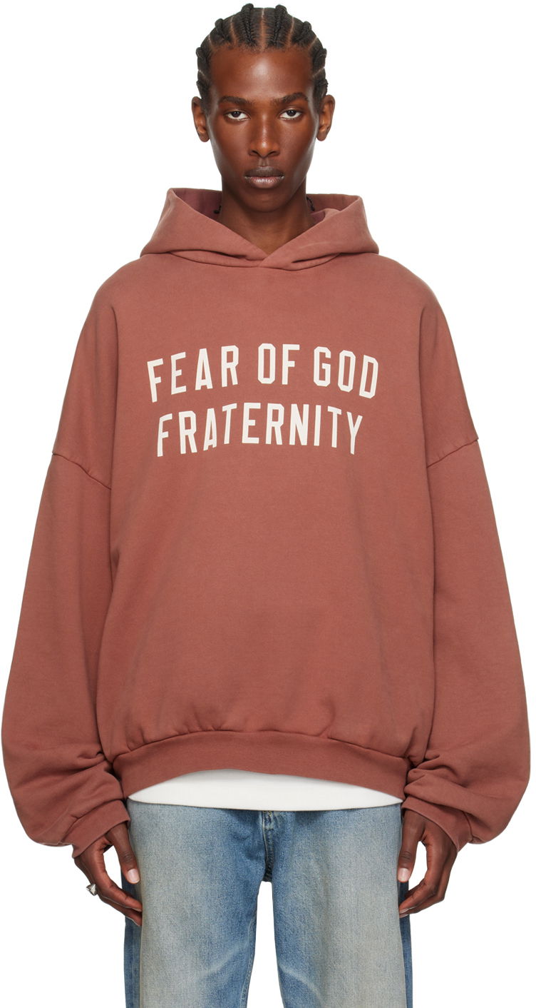 Dukserice Fear of God Heavyweight Fraternity Hoodie Tamnocrvena | 192BT244816F