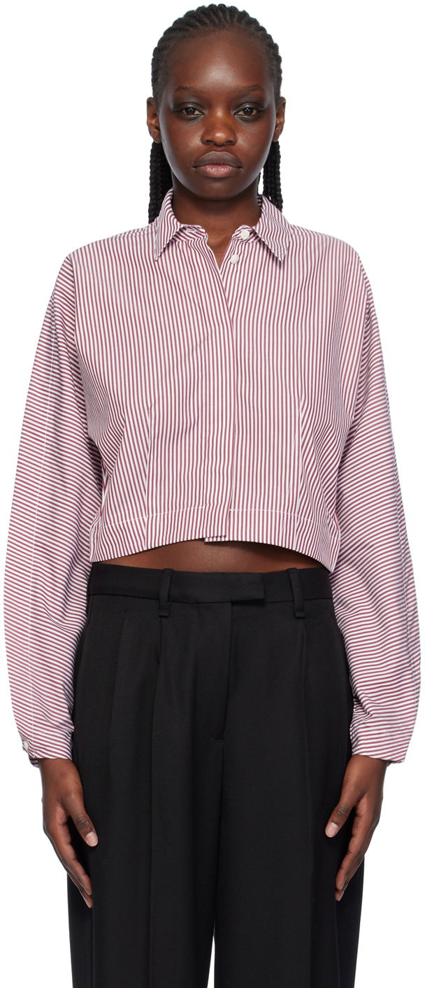 Košulja rag & bone Morgan Striped Cropped Shirt Crvena | WAW23HA0214621