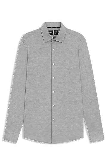 Košulja BOSS Slim-fit shirt in brushed performance-stretch flannel Siva | 50550563