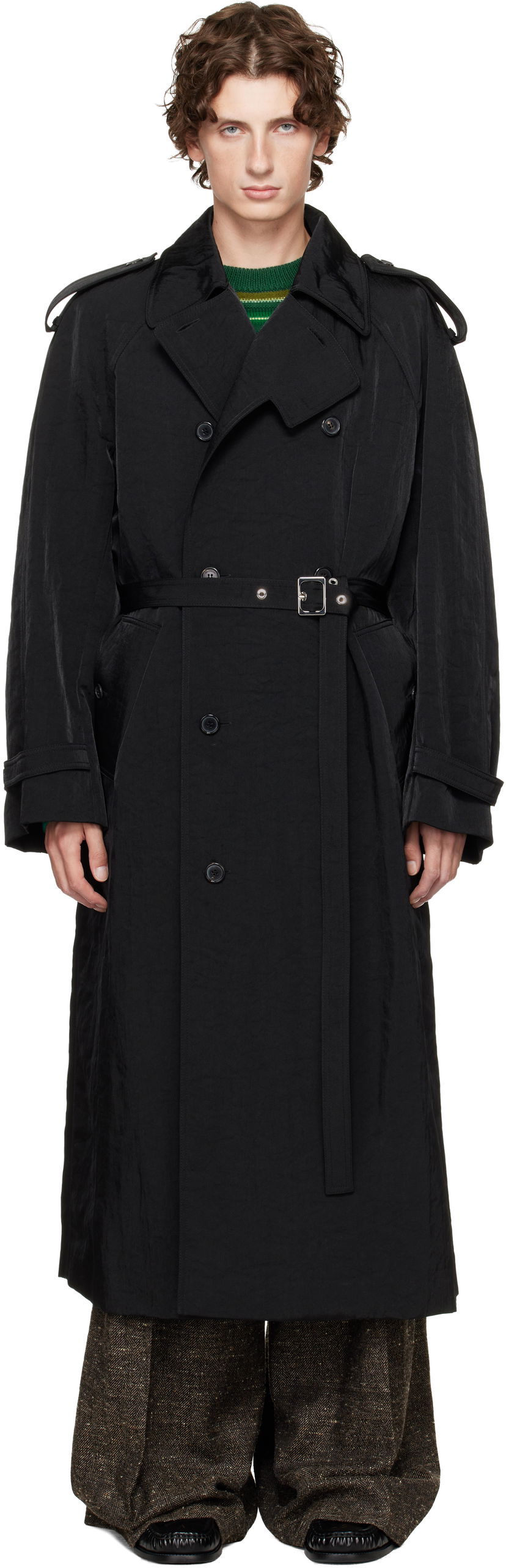 Trenčkot JW Anderson JW Anderson Double-Breasted Trench Coat Crna | CO0338-PG1818