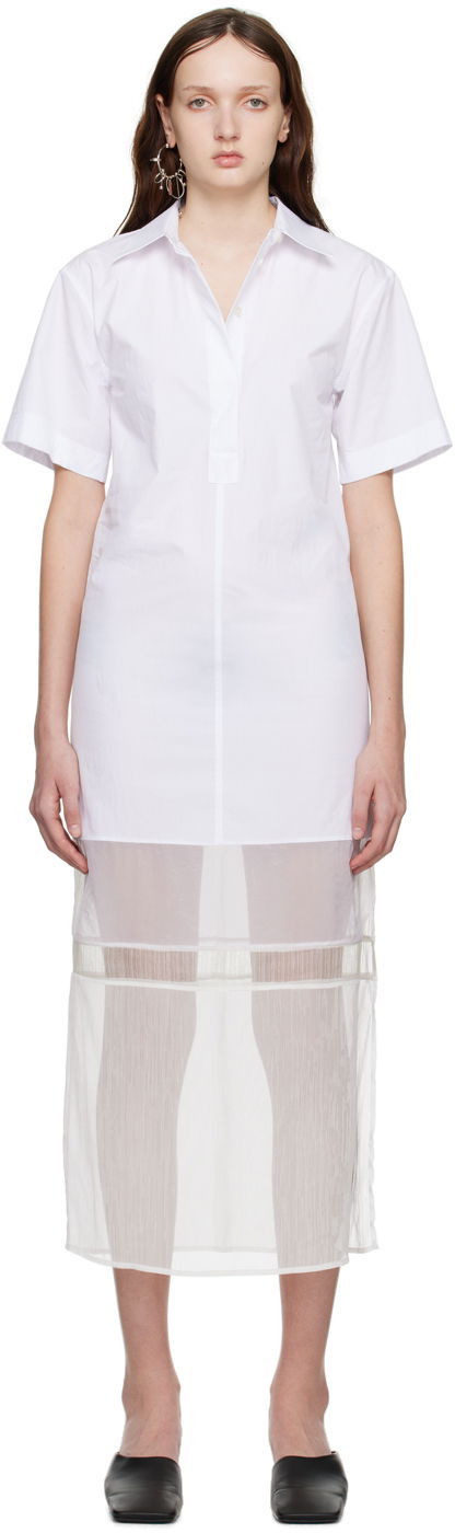 Haljina Helmut Lang Helmut Lang Combo Shirt Midi Dress Bijela | N01HW602