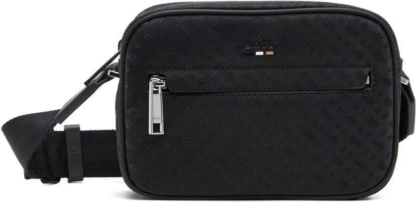 Torba za rame BOSS Embossed Geometric Pattern Crossbody Bag Crna | 50548071