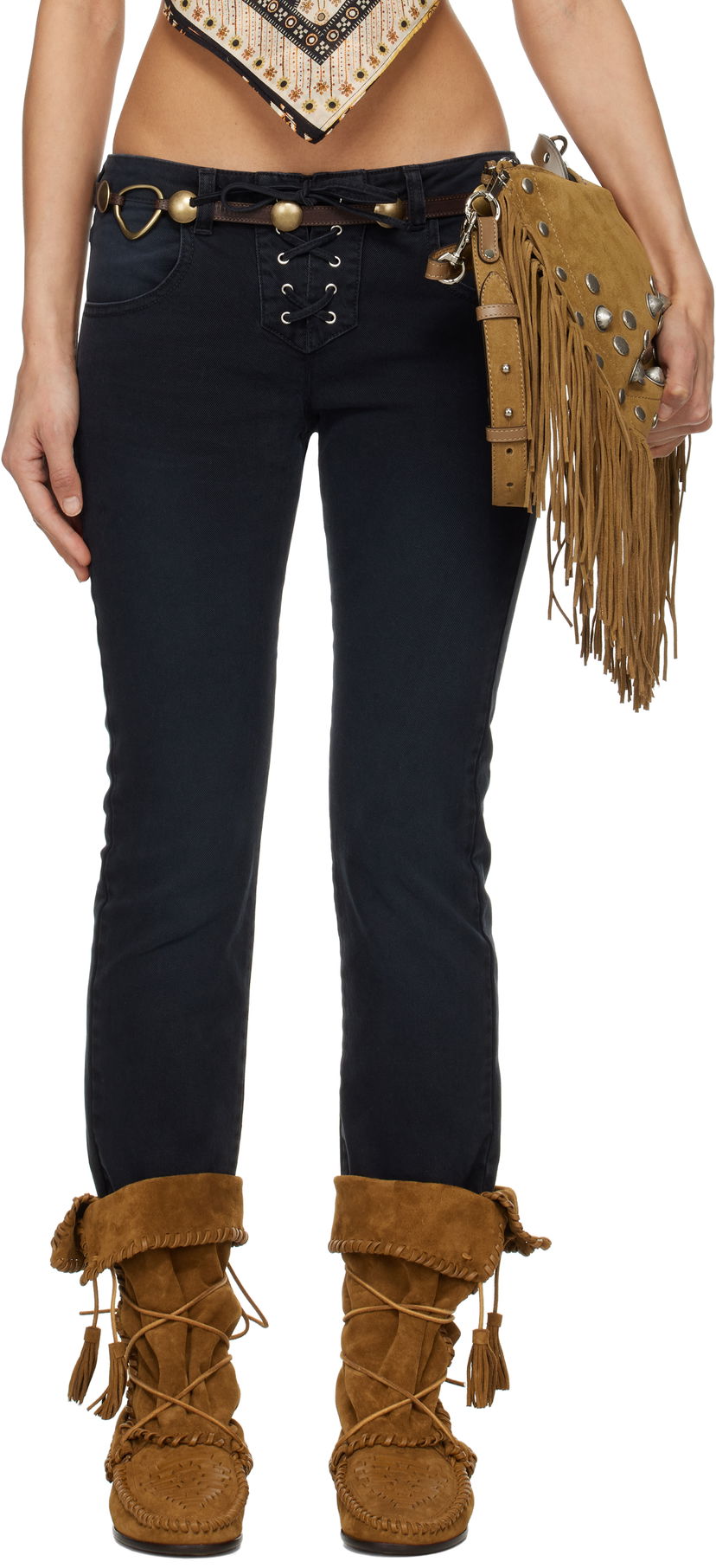 Jeans ISABEL MARANT Isabel Marant Vanel Lace-Up Jeans Crna | PA0544FB-C2H02I