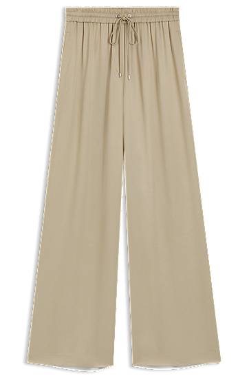 Hlače BOSS Relaxed-Fit Satin Trousers Bež | 50541835