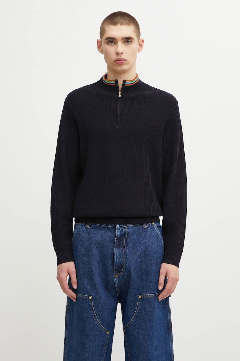 Džemper Paul Smith Paul Smith Wool Half-Zip Sweater Tamnoplava | M1R.548Z.T02825